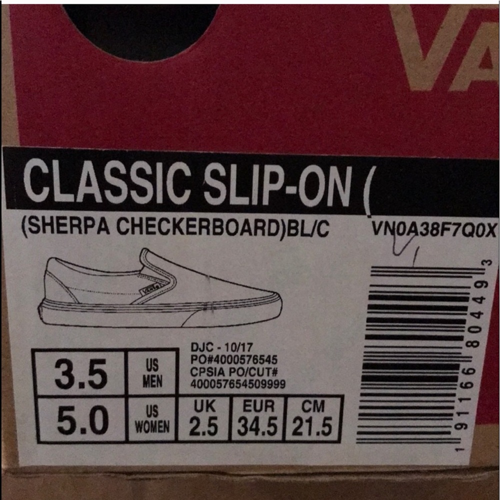 VANS Slip On V Sherpa Checkerboard Faux Fur Kid’s - Picture 7 of 7
